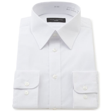 【JOHN PEARSE Black】【SLIM】【形態安定】レギュラーカラーワイシャツ/ホワイト×ブロード