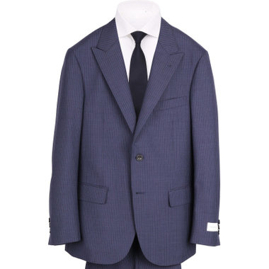 【WEB限定/OUTLET/汚れ・キズ等有】【KANSAIMAN collection White】【春夏】2釦シングルスーツ 1タック/ネイビー×ストライプ