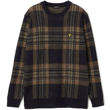 【LYLE&SCOTT】クルーネックセーター/ネイビー×ブラウン