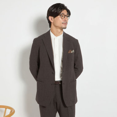 【stanley blacker new york】【春夏】2釦段返りジャケット/ブラウン×サッカー