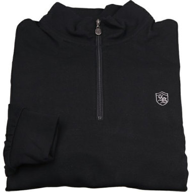 【stanley blacker】【長袖】胸刺繍スムースハーフジップカットソー/ブラック