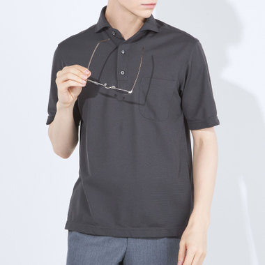 【発送在庫あり】【WEB限定】【半袖】【JOHN PEARSE comfort navy】カッタウェイビズポロシャツ プルオーバータイプ/ダークグレー/ULTRA MOVE「ニット素材」「ノーアイロン」「ストレッチ」「高通気性」