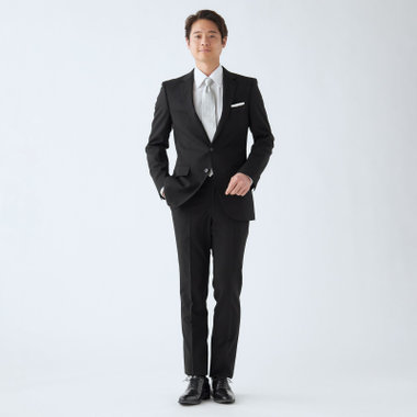 【JOHN PEARSE SELECTLINE】【スリムシルエット】2釦シングルフォーマルスーツ 0タックパンツ/濃染加工/アジャスター付き