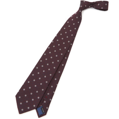 【Donato Vinci Italy】シルク小紋柄ネクタイ 8.5cm幅/ワイン/MADE IN JAPAN