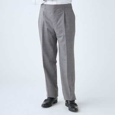 【L.O.X】【大きいサイズ】【春夏】ウールブレンド 1タックパンツスラックス/グレー/ウエストアジャスター仕様/※裾上げ必要