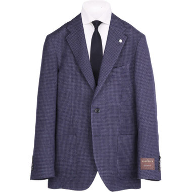 【WEB限定/OUTLET/汚れ・キズ等有】【JOHN PEARSE BLACK】【春夏】リネンウール3釦段返りシングルジャケット/ネイビー×チェック/ANGELICO woven in italy