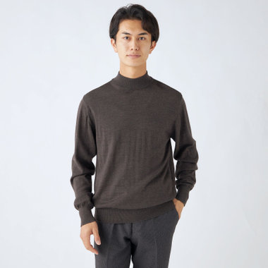 【JOHN PEARSE comfort navy】【秋冬】ハイネックセーター/ブラウン/洗える×毛玉レス