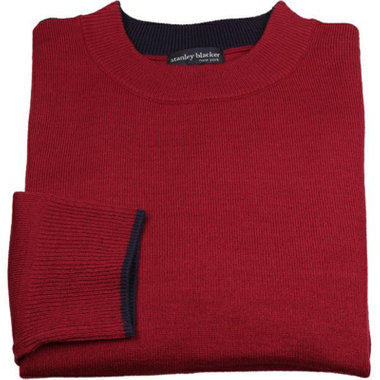 【stanley blacker】【長袖】袖刺繍モックネックニット/ワイン