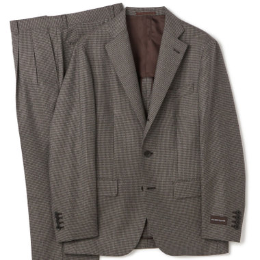 【Donato Vinci Italy CLASSICO】【秋冬】3釦段返りスーツ 2タック/ブラウン×ハウンドトゥース/REAL BROWN COLLECTION/NEW ZEALAND LIMITED WOOL/※裾上げ必要