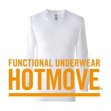 HOTMOVE】Vネック長袖Tシャツ(ホワイト系・無地)（KNA18-008