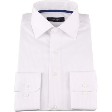 【HIGH SPEC MOTION】【形態安定】【ストレッチ】ワイドカラードレスワイシャツ/ホワイト×ドビーストライプ/LYCRA