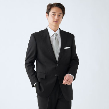 【JASLEY】【秋冬】濃染加工/2釦シングルフォーマルスーツ 1タックパンツ/生活撥水加工/アジャスター付/※裾上げ必要