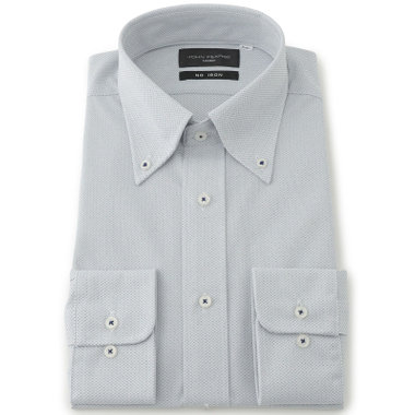 【WEB限定/OUTLET/汚れ・キズ等有】【JOHN PEARSE Black】【ノーアイロン】ボタンダウンドレスワイシャツ/グレー×ドビー/ULTRA MOVE「ニット素材」「ノーアイロン」「ストレッチ」「高通気性」