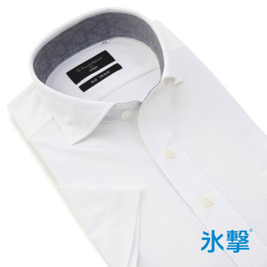 【FREEZETECH 氷撃：酷暑対策シャツ】【半袖】【Donato Vinci Italy Uomo】【ノーアイロン】ワイドカラーワイシャツ/ホワイト/襟裏別布/ULTRA MOVE/ニット素材
