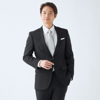 【Unpressure】【秋冬】2釦シングルフォーマルスーツ 0タックパンツ/アジャスター付き/※裾上げ必要