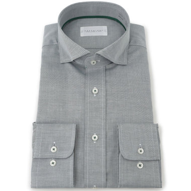 【KANSAIMAN collection】【形態安定】【スタイリッシュシルエット】ワイドカラースナップダウンワイシャツ/グリーン