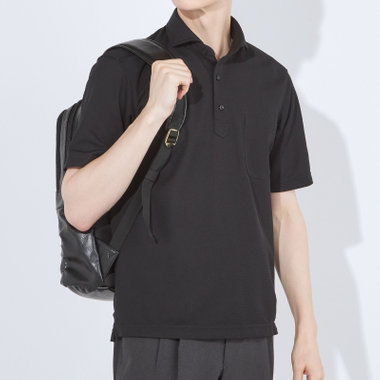 【発送在庫あり】【WEB限定】【半袖】【JOHN PEARSE comfort navy】カッタウェイビズポロシャツ プルオーバータイプ/ブラック/ULTRA MOVE「ニット素材」「ノーアイロン」「ストレッチ」「高通気性」