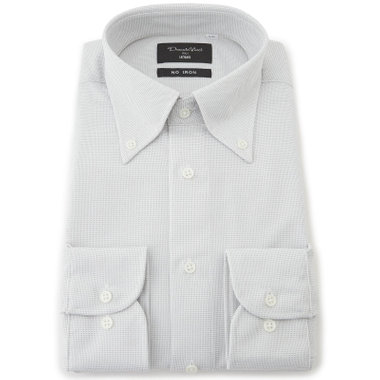 【Donato Vinci Italy Uomo】【STYLISH】【ノーアイロン】ボタンダウンドレスワイシャツ/グレー×ドビー/ULTRA MOVE/オイルガード/ニット素材