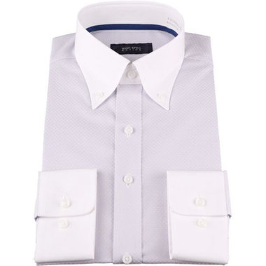 【HIGH SPEC MOTION】【形態安定】【ストレッチ】クレリックボタンダウンドレスワイシャツ/ホワイト：グレー×ドビー/LYCRA