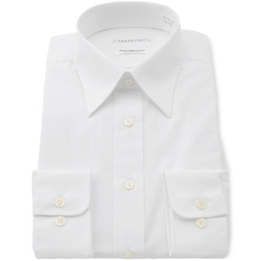 【KANSAIMAN collection】【形態安定】【レキュラーシルエット】レギュラーカラードレスワイシャツ/ホワイト×ソリッド