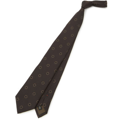 【名品】【Donato Vinci Italy】シルク小紋柄ネクタイ 8.5cm;幅/ブラウン/MADE IN JAPAN