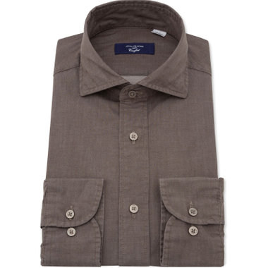 【JOHN PEARSE comfort navy】ホリゾンタルワイドドレスワイシャツ/ブラウン