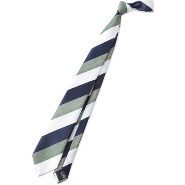 【JOHN PEARSE Black】シルクブレンドストライプネクタイ 7.5cm幅/ネイビー×グリーン×ホワイト