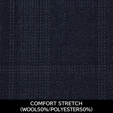 【パターンオーダー】【JOHN PEARSE comfort 6釦2掛ダブル】【秋冬】スーツ/COMFORT STRETCH/ネイビー×チェック(WOOL50% POLYESTER50%)