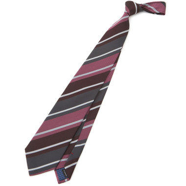 【Donato Vinci Italy】シルクストライプネクタイ 8.5cm幅/ワイン/MADE IN JAPAN