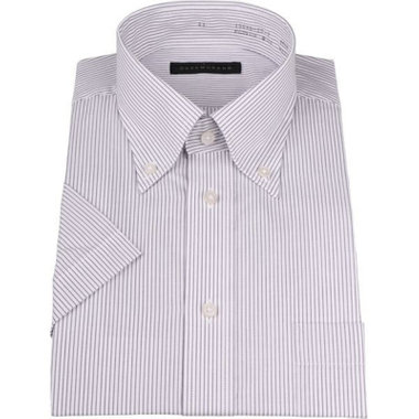 【WEB限定/OUTLET/汚れ・キズ等有】【半袖】【DUKEMORGAN】【形態安定】ボタンダウンワイシャツ/ホワイト×グレーストライプ