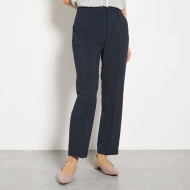 【Diana】【春夏】テーパードパンツ/ネイビー×シアー合繊/ウエストシャーリング/ウォッシャブル＆ストレッチ