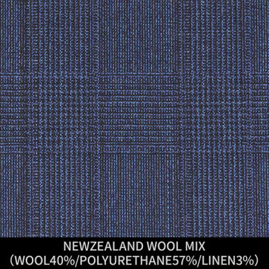 【パターンオーダー】【JOHN PEARSE WHITE 4釦1掛ダブル】【春夏】スーツ/NEWZEALAND WOOL MIX/ブルー×チェック(WOOL40%/ POLYURETHANE57%/LINEN3%)