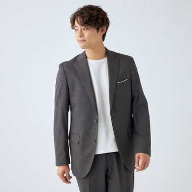 【ULTRA MOVE CROSS】【JOHN PEARSE comfort】【年間】2釦シングルジャケット/グレー×ハウンドトゥース