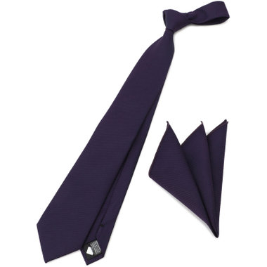 【イージーパーソナルカラータイ】【KANSAIMAN collection】シルクネクタイ＆ポケットチーフ付き/8.0㎝/冬 パープル