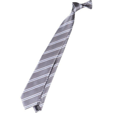 【HIGH SPEC MOTION】ウォッシャブル ストライプネクタイ 8.0cm幅/グレー×ホワイト+ブルー