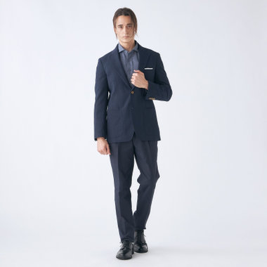 【stanley blacker new york】【春夏】2釦シングルジャケット/ネイビー/ストレッチ＆サッカー