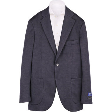 【JOHN PEARSE comfort navy】【秋冬】コットンウールブレンド 2釦シングルジャケット/ネイビー×チェック