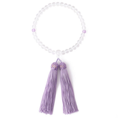 【日本製】御念珠/新丸水晶/薄紫