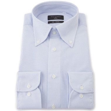 【Donato Vinci Italy Uomo】【STYLISH】【ノーアイロン】ボタンダウンドレスワイシャツ/ブルー×ドビー/ULTRA MOVE/オイルガード/ニット素材