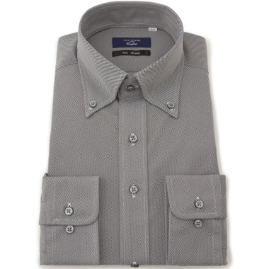 【JOHN PEARSE comfort navy】ボタンダウンカラーワイシャツ/グレー/ULTRA MOVE「ニット素材」「ノーアイロン」「ストレッチ」「高通気性」