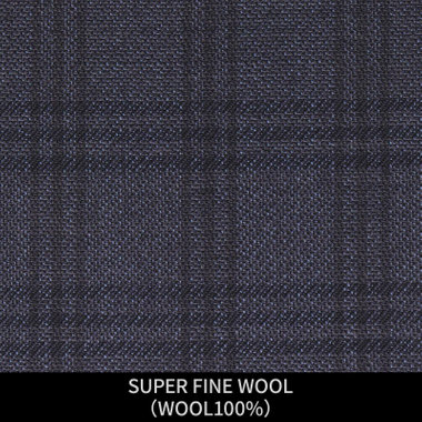 【パターンオーダー】【JOHN PEARSE WHITE 4釦1掛ダブル】【秋冬】スーツ/SUPER FINE WOOL/ネイビー×チェック(WOOL100%)