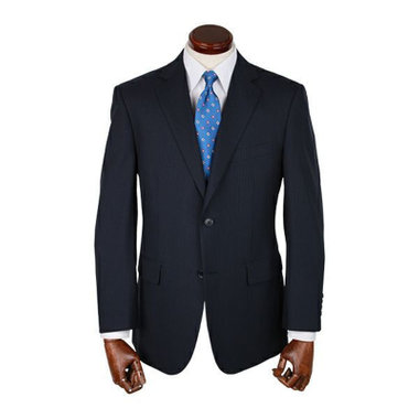 【WEB限定/OUTLET/汚れ・キズ等有】【春夏】スペアパンツ付き/ 2釦シングルスーツ /ネイビー×ストライプ