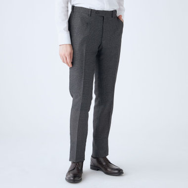 【JOHN PEARSE comfort navy】【春夏】ショートタックパンツ/グレー×チェック/ウエストシャーリング仕様/ULTRA MOVE/※裾上げ必要