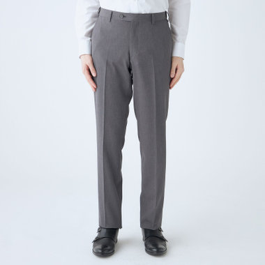 【JOHN PEARSE Black SELECT LINE】【春夏】機能性ポリエステル 0タックパンツ/グレー/ウエストムーブ仕様/ULTRA MOVE/※裾上げ必要