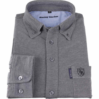 【stanley blacker】【長袖】シャンブレービズポロシャツ/グレー