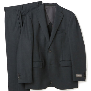 【JOHN PEARSE comfort】【秋冬】2釦シングルスーツ ショートタック/グレー×チェック/REAL GRAY/NEW ZEALAND WOOLSHOWER CLEAN/SustainaBee Wool/※裾上げ必要