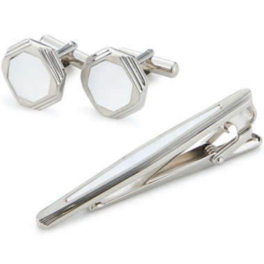 【Donato Vinci Italy】白蝶貝ネクタイピン&カフスセット