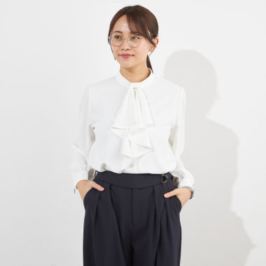 【NATURAL BEAUTY】フリルリボンブラウス/ホワイト