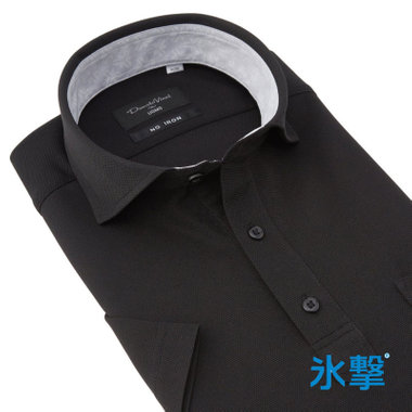 【FREEZETECH 氷撃：酷暑対策シャツ】【Donato Vinci Italy Uomo】【半袖】カッタウェイビズポロシャツ/ブラック/襟裏別布/ULTRA MOVE/「ニット素材」「ノーアイロン」「ストレッチ」「高通気性」