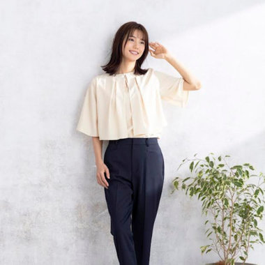 【NATURAL BEAUTY】ケープ風ブラウス/イエロー
